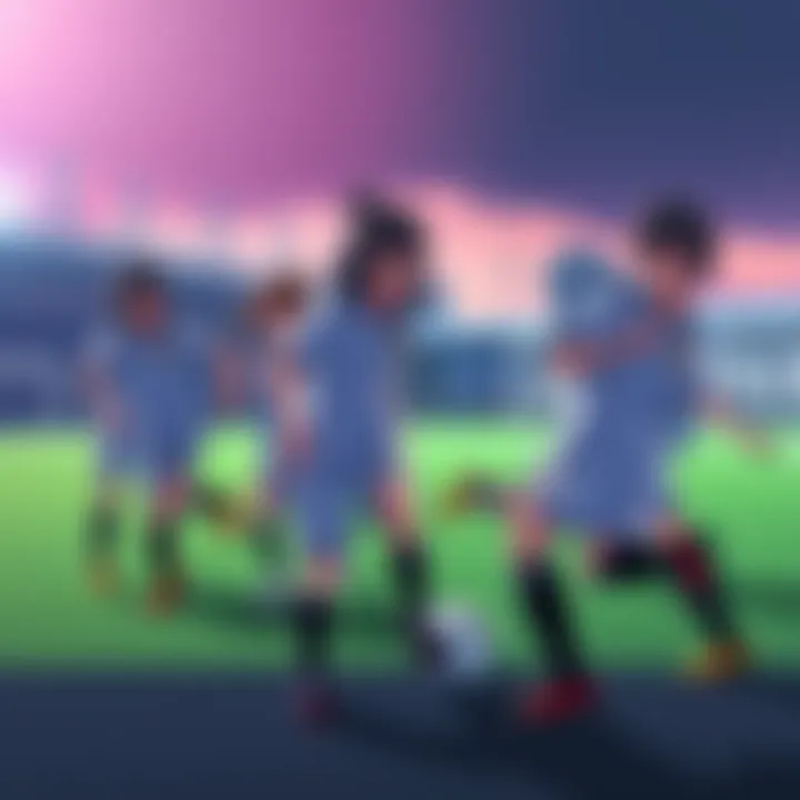 Nankatsu Middle School soccer team practicing without their star player Tsubasa, showing the team dynamics and competitive spirit.