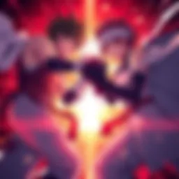 A dynamic illustration showing Naobito and Naoya facing off, showcasing their distinct fighting styles and techniques in a dramatic setting.