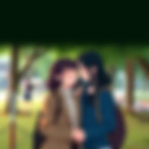 Naoko and Mina sharing a moment together, smiling and enjoying each other's company in a park setting, showcasing their friendship and bond.