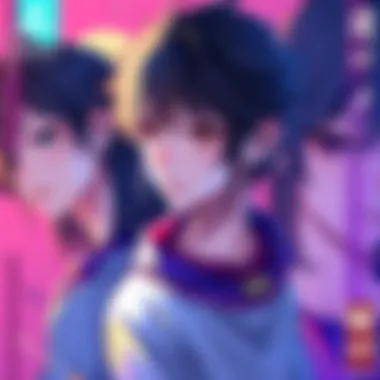 Naoya's Artistic Makeover Illustration of Naoya transformed through art, shown from four different angles, showcasing vibrant colors and details of the character's new look.