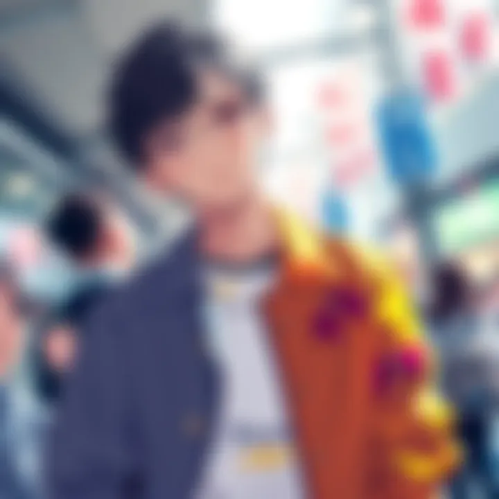 Naoya wearing a stylish outfit that reflects a new fashion trend, attracting attention from people around him