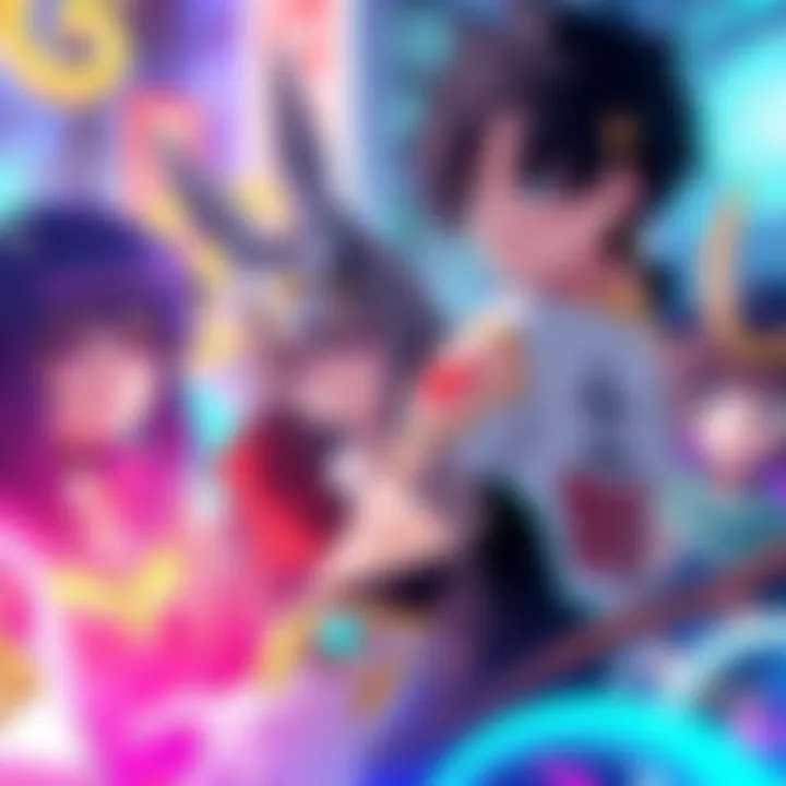 Naoya Zen'in Anime Art A vibrant scene showcasing Naoya Zen'in's unique anime characters with distinct features and colorful designs.