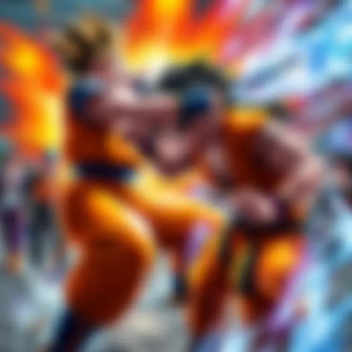 Nappa striking down SSJ4 Goku in an intense battle scene