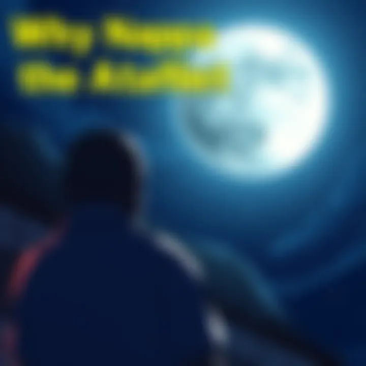 A character named Nappa turning away from a bright artificial moon in a night sky, showing contemplation and uncertainty.