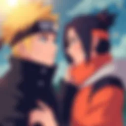 NaruHina Connection Hinata watches Naruto with admiration, showing a quiet moment of their bond. Their expressions reflect a mix of support and affection, highlighting the depth they could have shared.