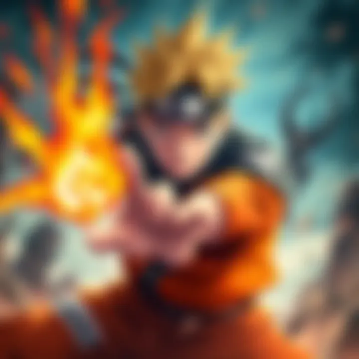 Naruto performing a ninja technique with a determined look on his face