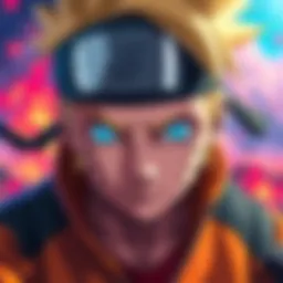 Naruto character showing his blue eyes in a vibrant scene