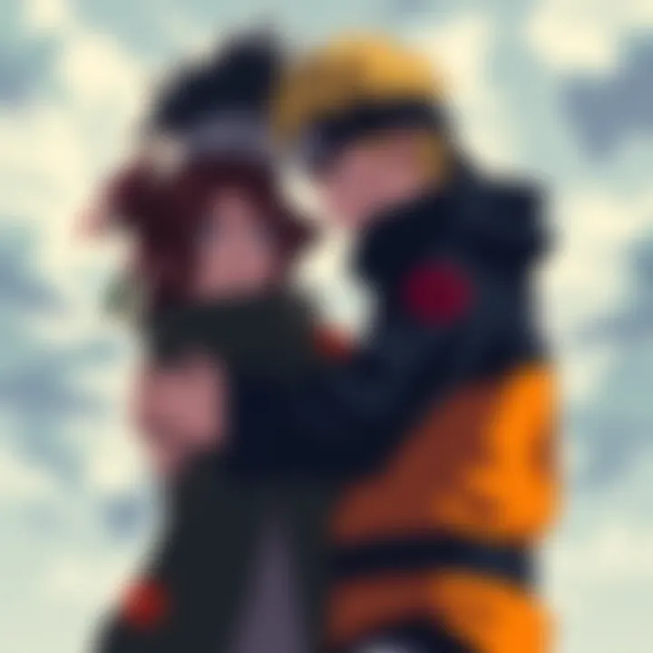 Naruto and Boruto share a moment together, showcasing their strong bond as father and son, both in ninja attire.