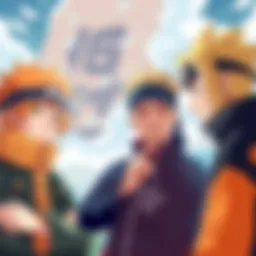 Naruto and Boruto characters Naruto characters discussing Boruto with a thoughtful expression