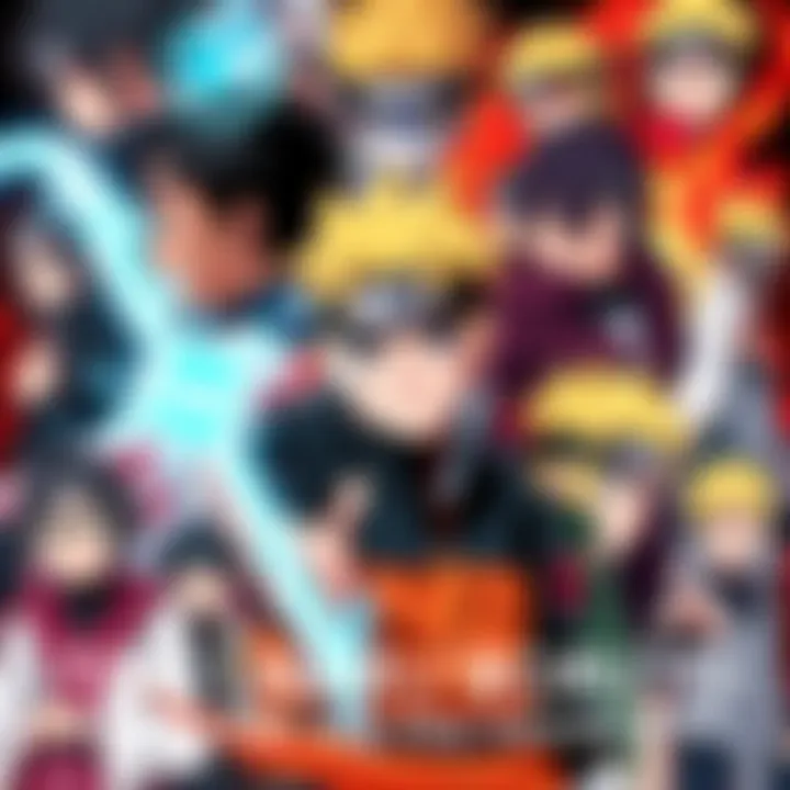 A collage of popular characters from Naruto and Boruto series, showcasing a diverse range of styles and personalities.