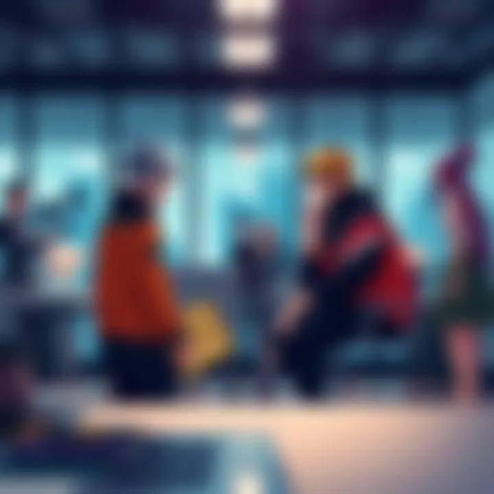 Naruto discussing business strategies with colleagues in an office environment, showcasing teamwork and ethics in decision-making.
