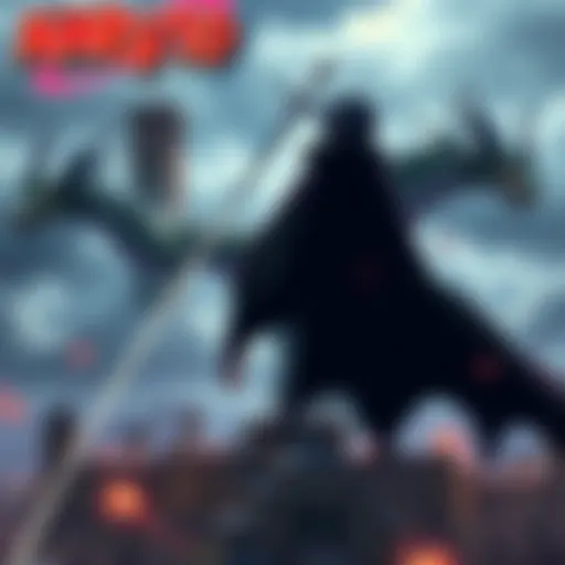 Cover shows Sasuke with a missing hand and three dragons over a civilization under a fortress, hinting at the Otsutsuki Clan's headquarters.