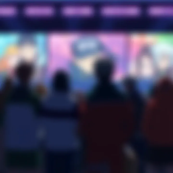 A lively group of fans discussing character growth in Naruto, with images of key characters in the background.