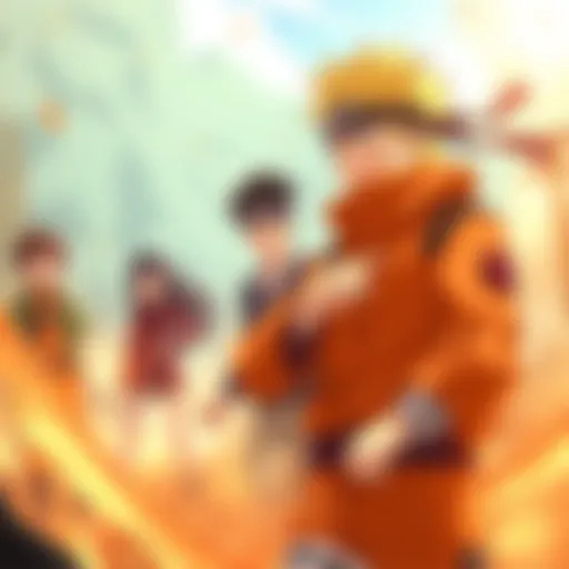 An illustrated scene showing a pivotal character from Naruto, guiding Naruto and Team 7 in a dramatic moment.