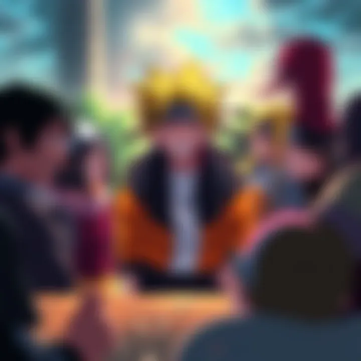 Naruto surrounded by his friends, laughing and having fun during a filler episode adventure