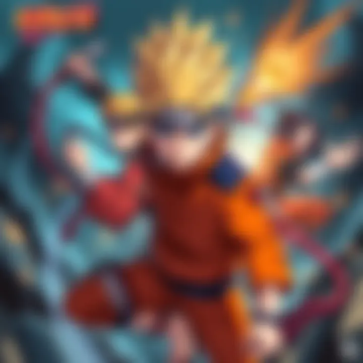 Cover art featuring Naruto, a young ninja with spiky blonde hair and an orange outfit, showcasing action poses with his friends and foes in a vibrant anime style.