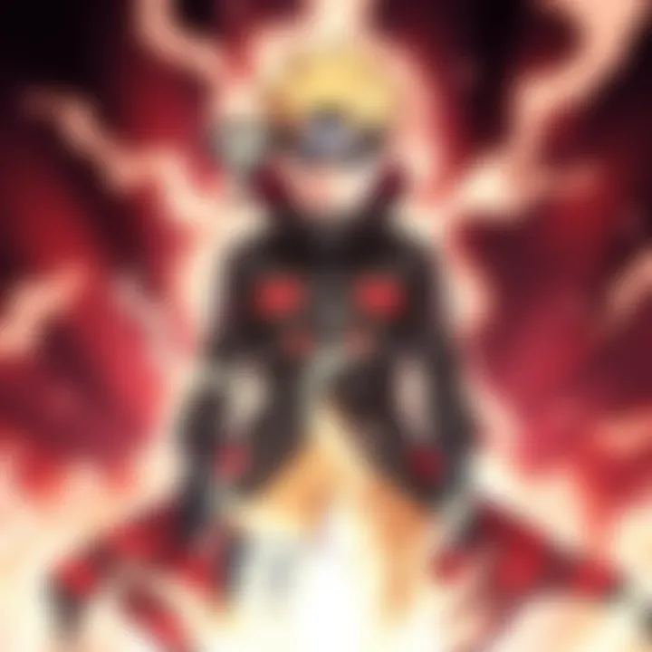 Naruto standing confidently in KCM2 mode, surrounded by an aura of energy, with a determined expression on his face.