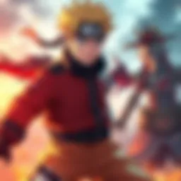 Hokage Sage Mode Naruto prepares for battle against Kinshiki, showcasing his determined expression and energetic stance.