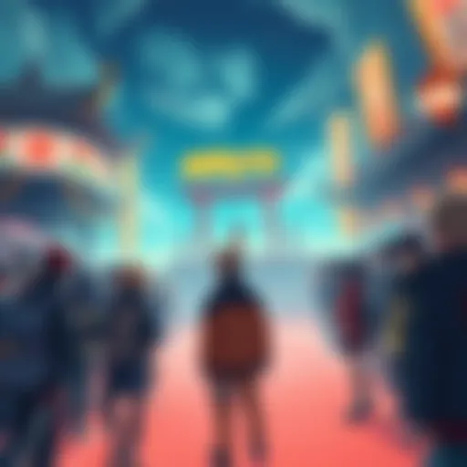 A scene at Daikokuten with fans looking concerned about Naruto's absence, showing an empty spot where he usually appears.