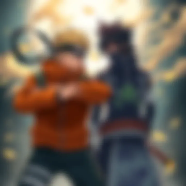 Naruto and Sasuke standing ready to battle, showcasing their unique abilities and determined expressions