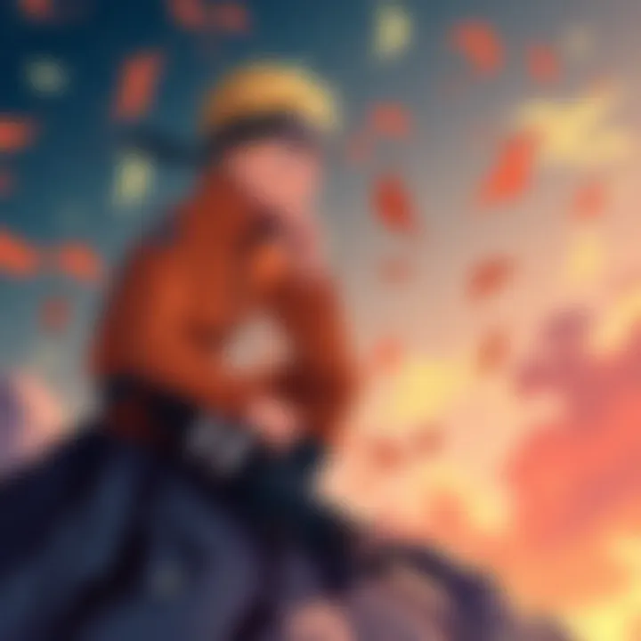 Naruto sitting on a rock, looking at the sky with a determined expression, representing resilience and relatability.