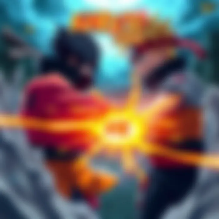 Naruto and Sasuke face each other in an intense showdown, showcasing their unique abilities and powers during their battles.