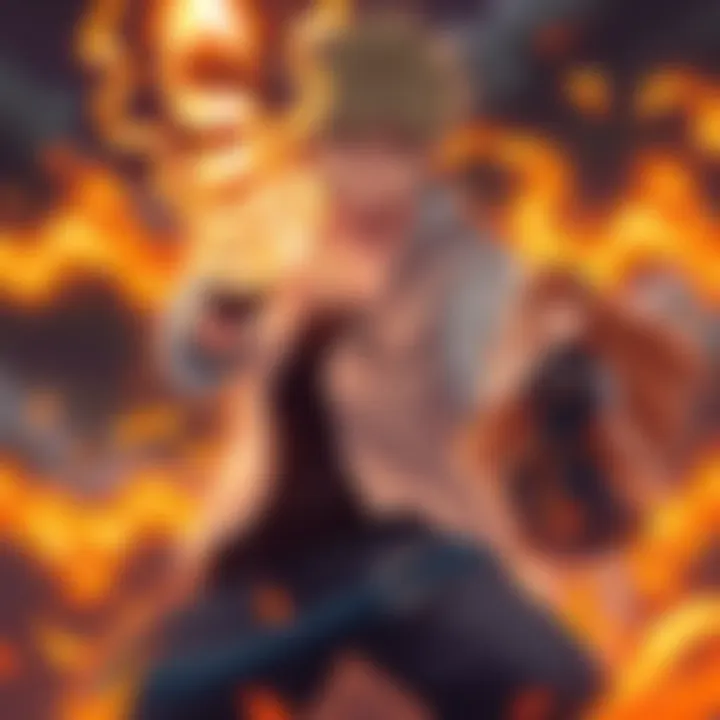 Natsu using his fire powers with Erza and Lucy looking on, showcasing the focus on Natsu in the latest story arc