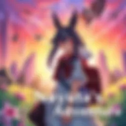 A vibrant scene showing Nayuta in a fantastical landscape, ready for adventure with excitement in her expression.