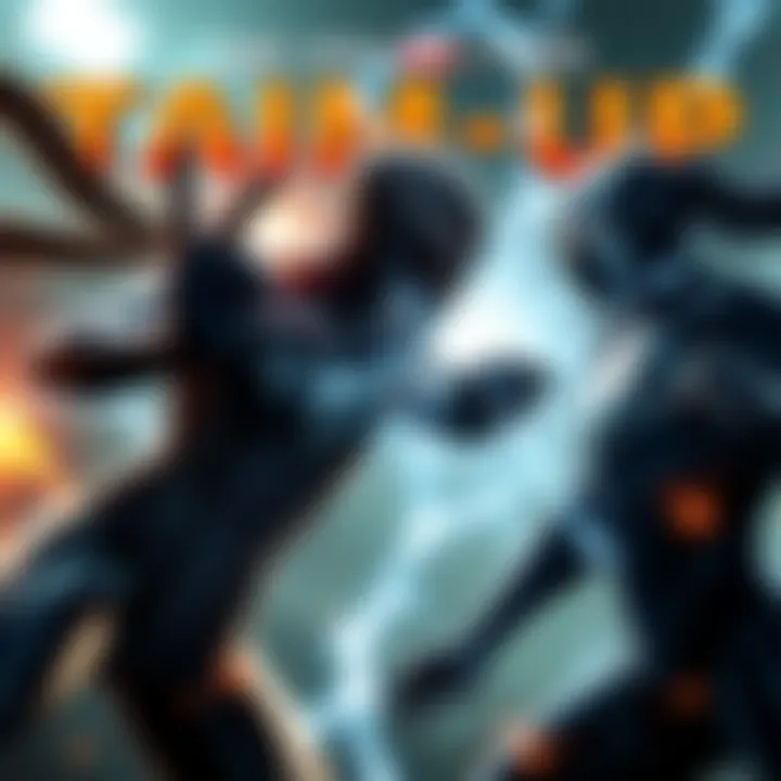 Nejire and Symbiote fighting together, combining their powers in an action-packed scene.