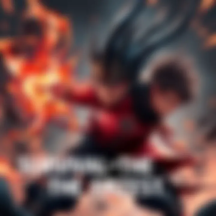 A character using the Survival of the Fittest enhancement hatsu, showcasing increased Nen powers in a dangerous setting with an aura of strength and stealth.