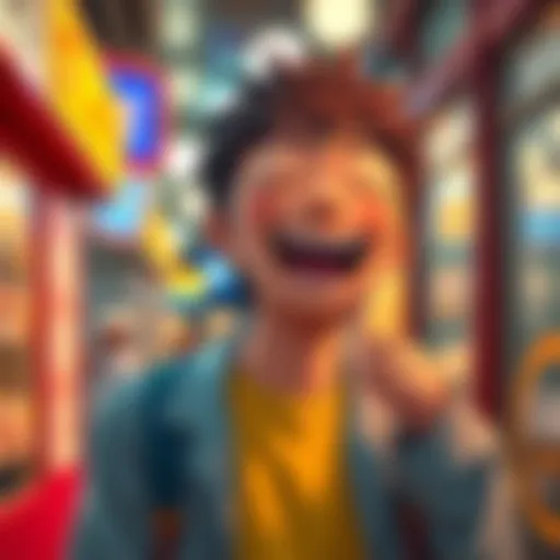 Nendou laughs with a playful expression, highlighting his 38DDD joke, set against a colorful background from Saiki K.