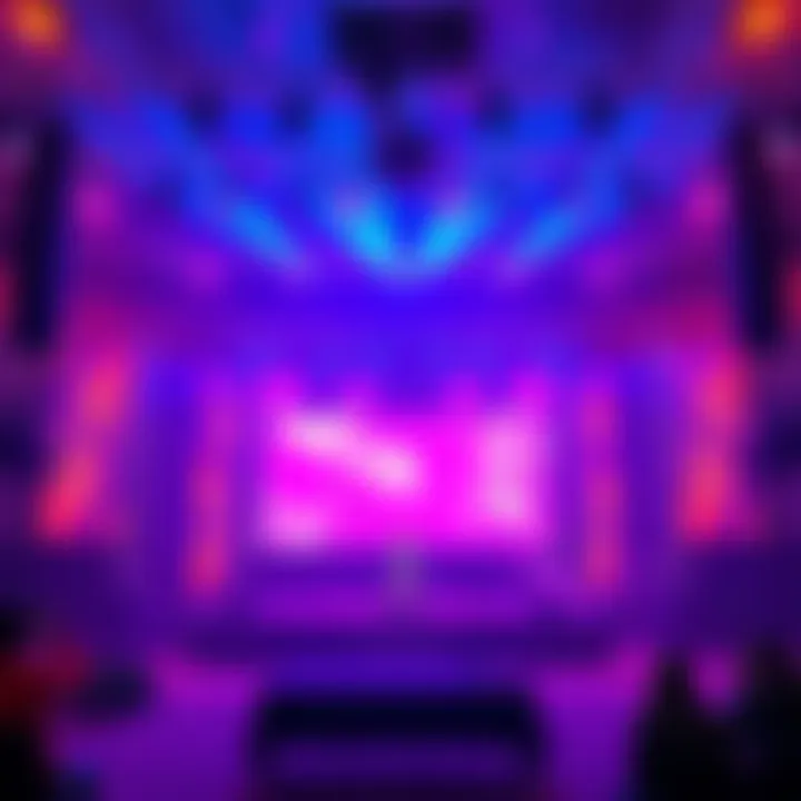 Nenechi's Sololive Venue Setup A stage setup for Nenechi's Sololive performance with vibrant lights and a large screen for visuals.