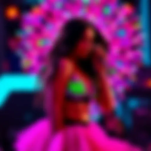 Nerissa captivates the audience with her stunning flashing techniques on stage, showcasing vibrant visuals and artistry.