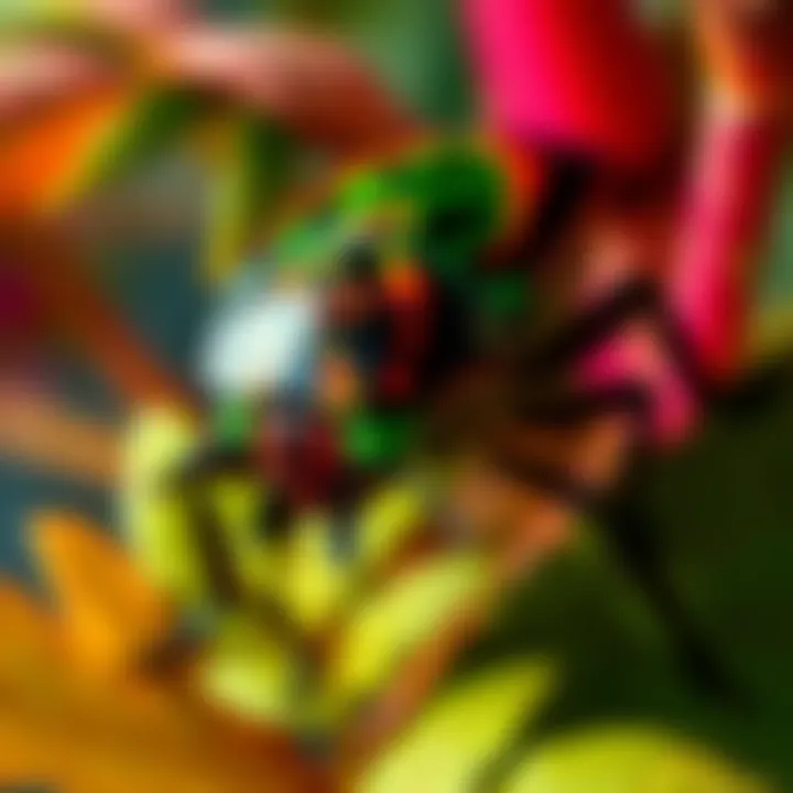 Nerissa Bug with Demonic Features A close-up of the Nerissa bug showing unusual markings resembling demon characteristics, set against a vibrant background of foliage.