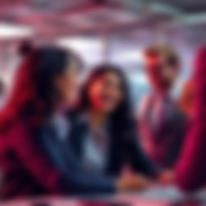 Nerissa laughing as her colleagues prank her in the office, showing a fun moment of camaraderie