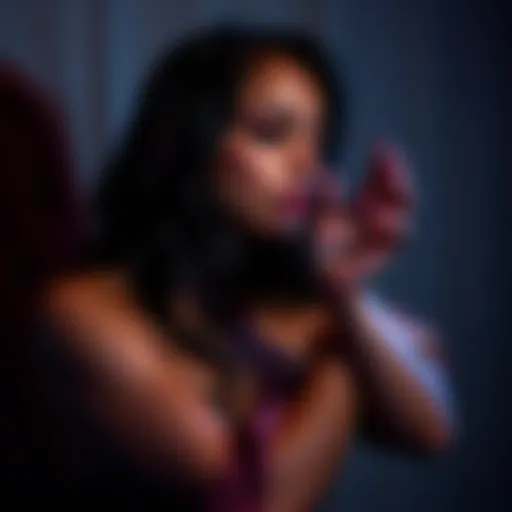 Nerissa's Vulnerable Moment Nerissa shows her vulnerability while engaging in a reflective pose, symbolizing her bold act of submission in a modern relationship context.