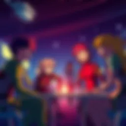 The NERV team enjoying lighthearted moments during an unexpected power outage, showcasing their quirky dynamics and humor in Neon Genesis Evangelion Episode 11.