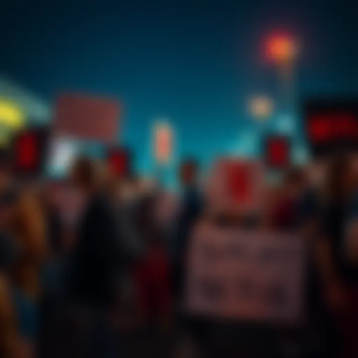 A group of people holding signs to boycott Netflix, expressing their dissatisfaction with the platform's recent decisions.