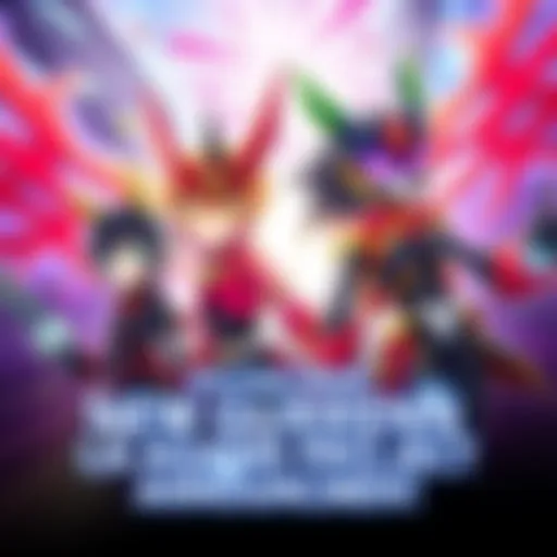 A vibrant graphic featuring characters from Gurren Lagann with excitement in the background, celebrating a new project announcement.
