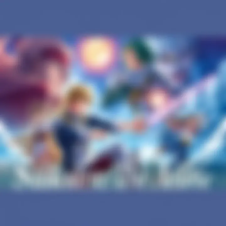 The new key visual showcasing vibrant characters and scenes from Suikoden: The Anime, highlighting the series' charm and excitement.