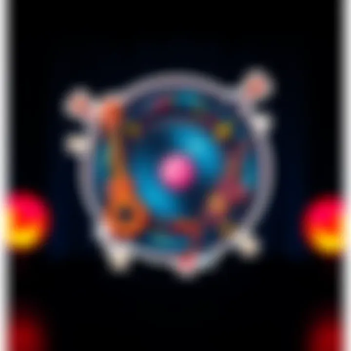 A colorful sticker featuring musical elements that hints at an album cover.