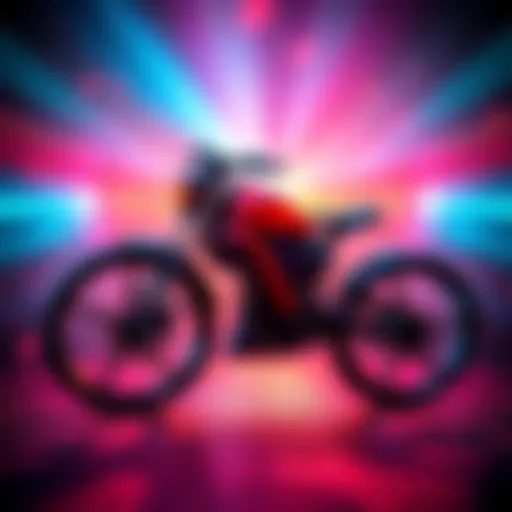 A sleek new bike design with modern features and vibrant colors, capturing the excitement of cycling enthusiasts