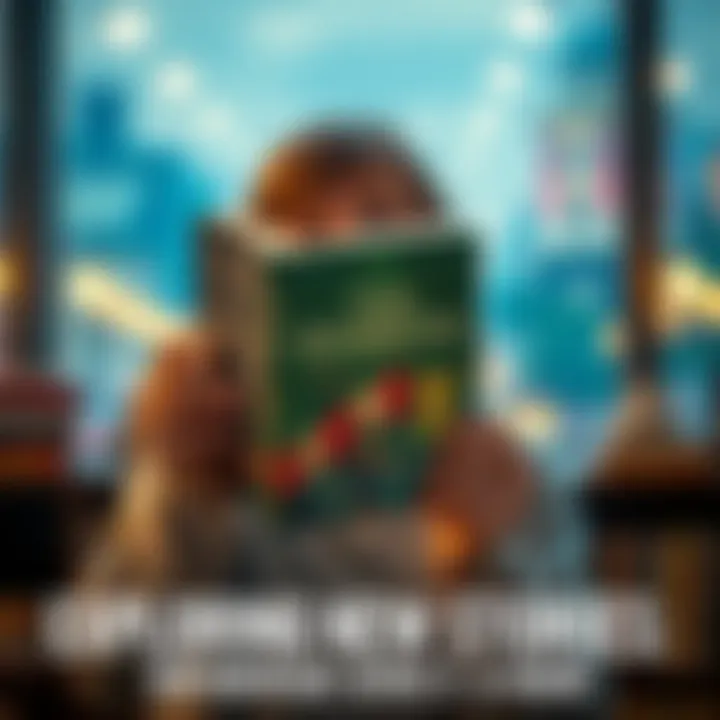 A person holding a newly received book from an unfamiliar series, looking excited and curious about its characters and storyline.