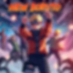 New Boruto Anime Announcement A colorful announcement poster featuring Boruto characters celebrating a new anime series