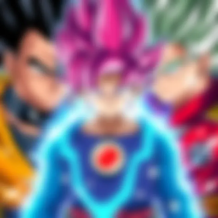 Art showing new characters in the Dragon Ball universe with fresh designs and vibrant colors