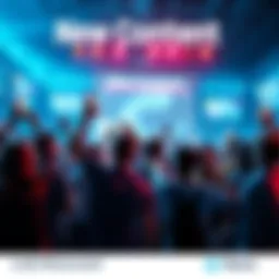 New Content Link Discovery A group of excited fans discussing new content online, with colorful graphics in the background