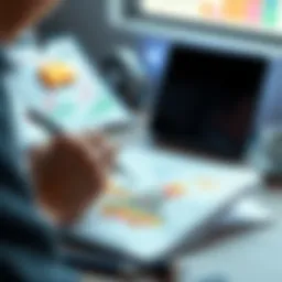 A person sketching creative designs for new CSM chapters on paper, showcasing vibrant ideas and illustrations.