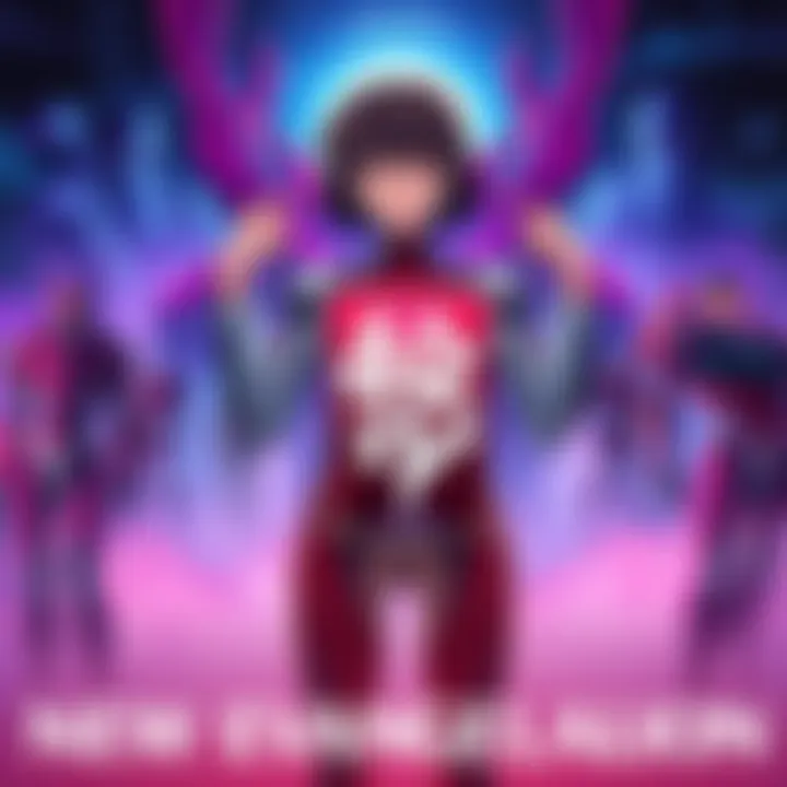 New Evangelion Film Announcement Asuka standing confidently, revealing a poster for the new Evangelion film with iconic characters in the background