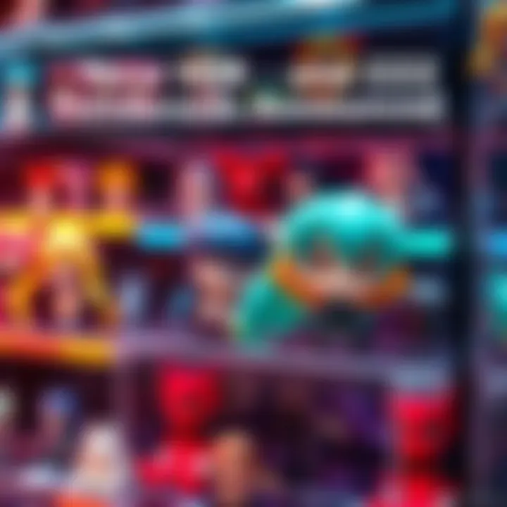 Colorful HSR and ZZZ Nendoroid figures displayed on a shelf, showcasing their detailed designs and vibrant colors