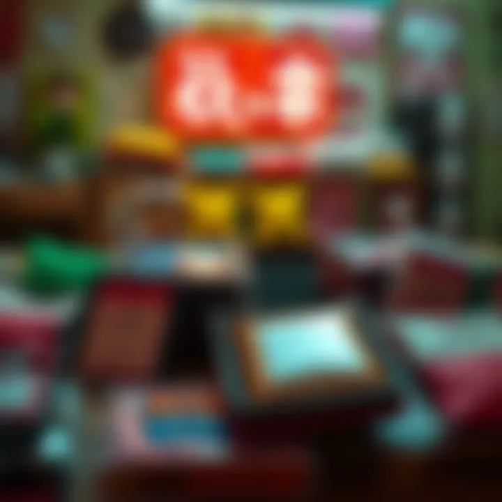 Colorful Lain merchandise displayed with packaging on a table